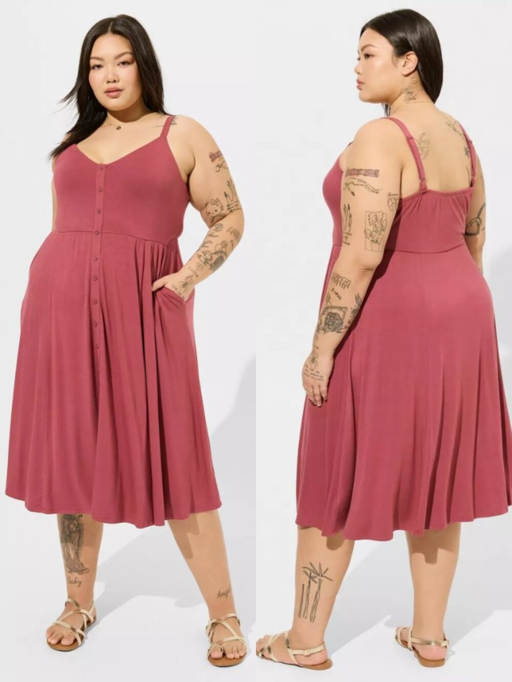 NWT Torrid 1 Maroon Midi Super Soft Button Front Skater Dress 1X 14 16